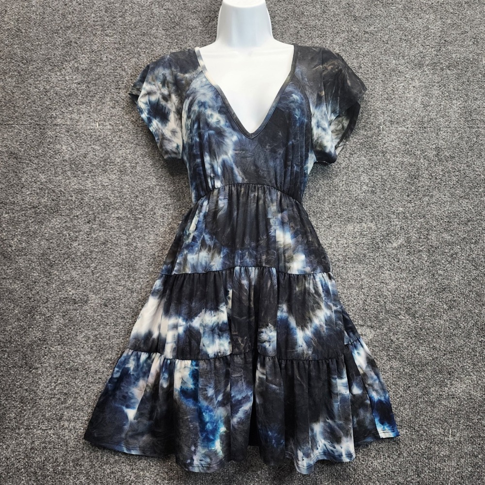 Urban Outfitters Julia Tie Dye Tiered Mini Dress Womens M Boho Hippie Festival